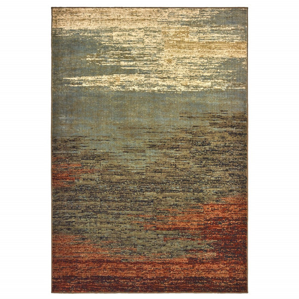 3?x5? Blue and Brown Distressed Area Rug