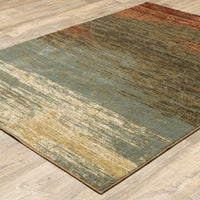 3?x5? Blue and Brown Distressed Area Rug