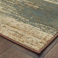 3?x5? Blue and Brown Distressed Area Rug