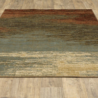 8?x10? Blue and Brown Distressed Area Rug