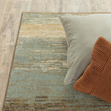 8?x10? Blue and Brown Distressed Area Rug