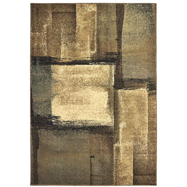 8?x10? Brown and Beige Distressed Blocks Area Rug