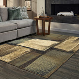 8?x10? Brown and Beige Distressed Blocks Area Rug