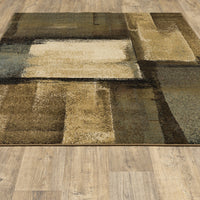 8?x10? Brown and Beige Distressed Blocks Area Rug