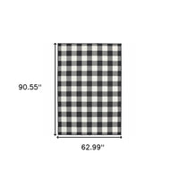 5?x8? Black and Ivory Gingham Indoor Outdoor Area Rug