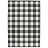 7?x10? Black and Ivory Gingham Indoor Outdoor Area Rug