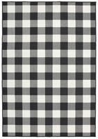 7?x10? Black and Ivory Gingham Indoor Outdoor Area Rug