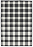 7?x10? Black and Ivory Gingham Indoor Outdoor Area Rug