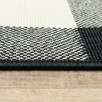 7?x10? Black and Ivory Gingham Indoor Outdoor Area Rug