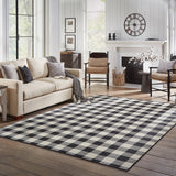 7?x10? Black and Ivory Gingham Indoor Outdoor Area Rug