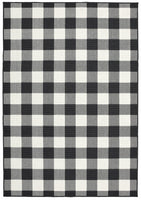 8?x11? Black and Ivory Gingham Indoor Outdoor Area Rug