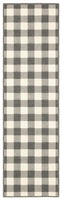 2?x8? Gray and Ivory Gingham Indoor Outdoor Runner Rug