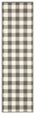 2?x8? Gray and Ivory Gingham Indoor Outdoor Runner Rug