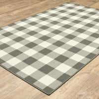 5?x8? Gray and Ivory Gingham Indoor Outdoor Area Rug