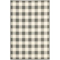 5?x8? Gray and Ivory Gingham Indoor Outdoor Area Rug