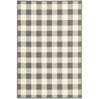 7?x10? Gray and Ivory Gingham Indoor Outdoor Area Rug