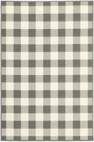 8?x11? Gray and Ivory Gingham Indoor Outdoor Area Rug