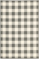 9?x13? Gray and Ivory Gingham Indoor Outdoor Area Rug