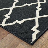 5?x8? Black and Ivory Trellis Indoor Outdoor Area Rug
