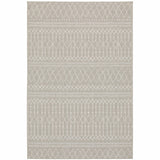 5?x7? Gray and Ivory Geometric Indoor Outdoor Area Rug