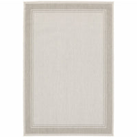 3?x5? Ivory and Gray Bordered Indoor Outdoor Area Rug