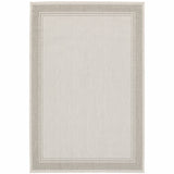 3?x5? Ivory and Gray Bordered Indoor Outdoor Area Rug