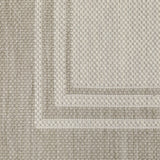 3?x5? Ivory and Gray Bordered Indoor Outdoor Area Rug