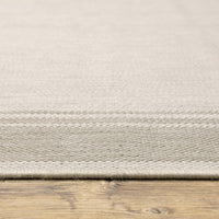 3?x5? Ivory and Gray Bordered Indoor Outdoor Area Rug