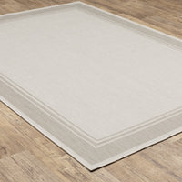 3?x5? Ivory and Gray Bordered Indoor Outdoor Area Rug