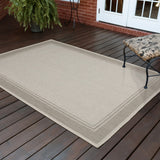 3?x5? Ivory and Gray Bordered Indoor Outdoor Area Rug