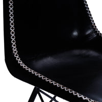 Black Contrast Stitch Leather Dining Chair