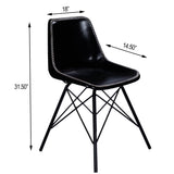 Black Contrast Stitch Leather Dining Chair