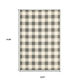 2?x4? Gray and Ivory Gingham Indoor Outdoor Area Rug