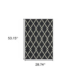 3?x5? Black and Ivory Trellis Indoor Outdoor Area Rug