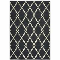 3?x5? Black and Ivory Trellis Indoor Outdoor Area Rug