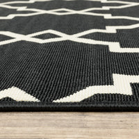 3?x5? Black and Ivory Trellis Indoor Outdoor Area Rug