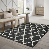 3?x5? Black and Ivory Trellis Indoor Outdoor Area Rug