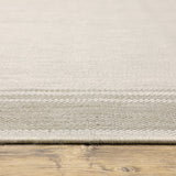 2?x7? Ivory and Gray Bordered Indoor Outdoor Runner Rug