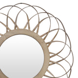 Wooden Flower Shaped Round Wall Mirror