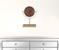 Golden Brown Faux Leather Table or Desk Clock
