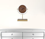 Golden Brown Faux Leather Table or Desk Clock