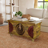 Mesa Carved Wooden Trunk Coffee Table