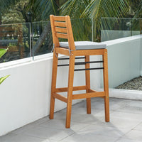 Light Wood Bar Chair with Metal Supports