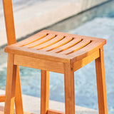 Natural Wood Patio Dining Stool