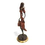 Vintage Bronze Dancing West African Woman Sculpture