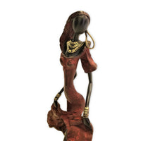 Vintage Bronze Dancing West African Woman Sculpture