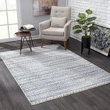 4? x 6? Navy Blue Decorative Stripes Area Rug