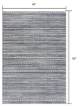 4? x 6? Navy Blue Decorative Stripes Area Rug