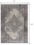 2? x 10? Gray Distressed Medallion Runner Rug