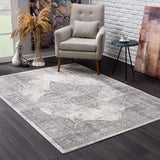 2? x 13? Gray Distressed Medallion Runner Rug